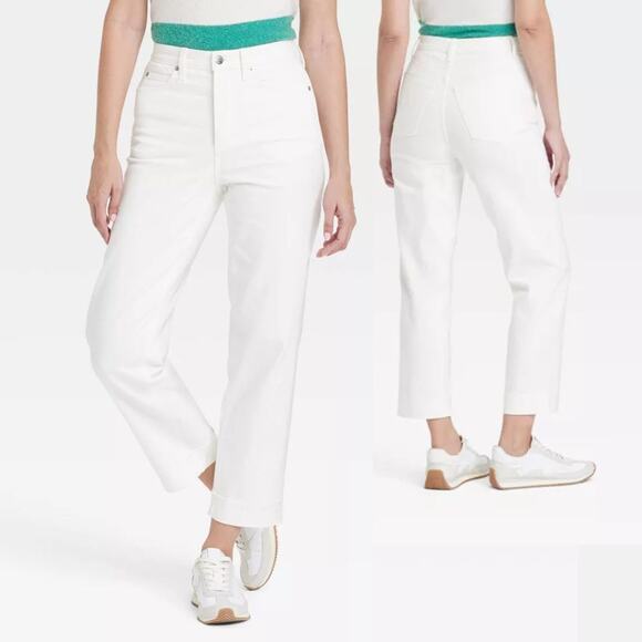 Universal Thread Women's Highest Rise Straight Ankle Cuffed Jeans White Size 14L - Picture 1 of 7